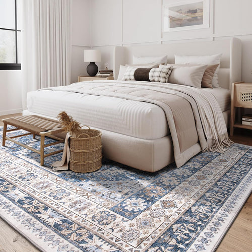 Art&Tuft Traditional Artistic Indoor Area Rug - Non-Slip, Vintage, Large, Machine Washable, Stain-Resistant, Foldable Pattern Rug for Living Room Decor, Bedroom, College Dorm Decor
