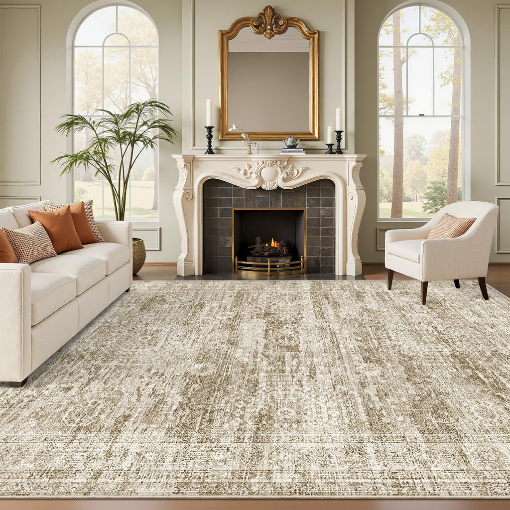Vintage beige living room rug
