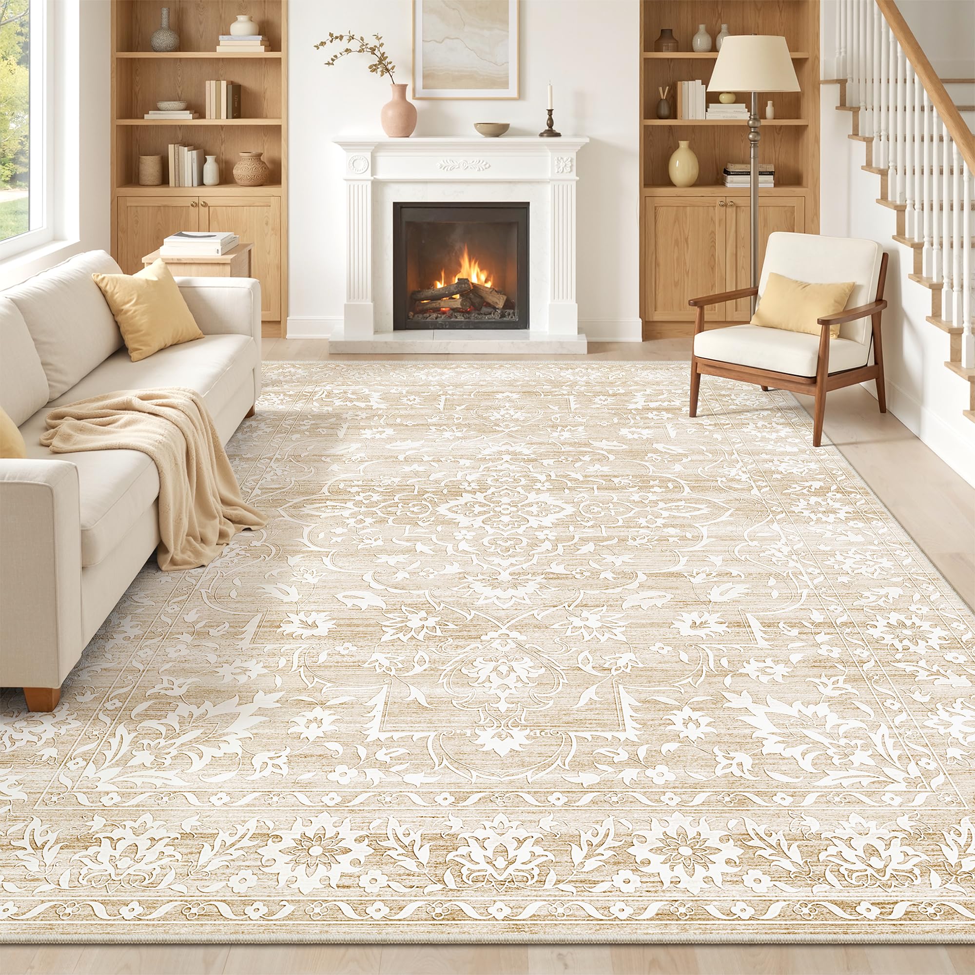 Washable Neutral Soft Rug