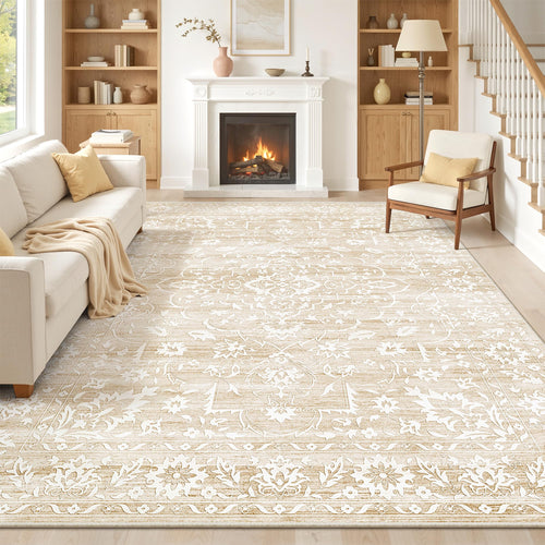 Washable Neutral Soft Rug
