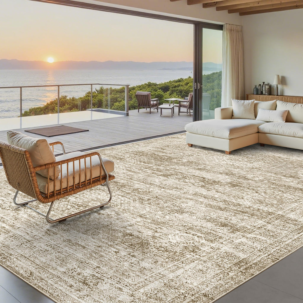 Vintage beige living room rug