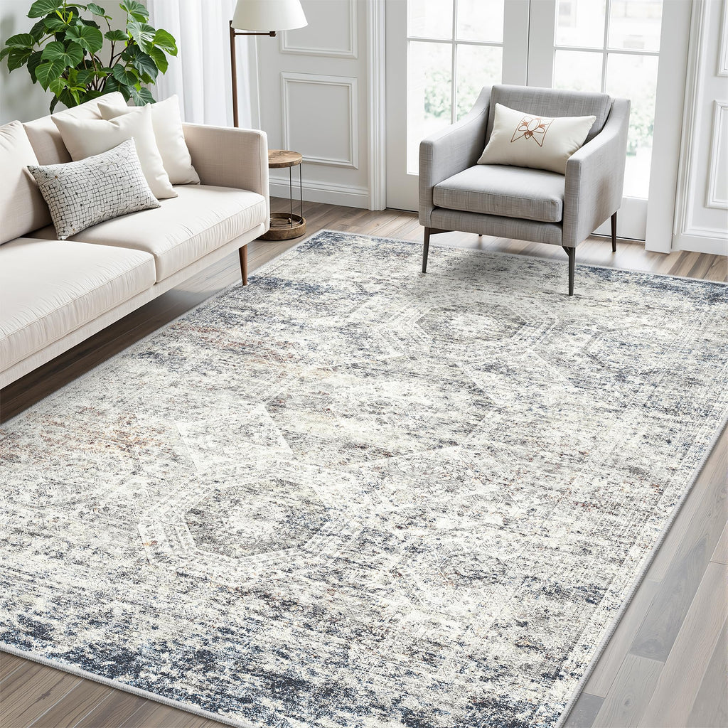 Vintage beige living room rug
