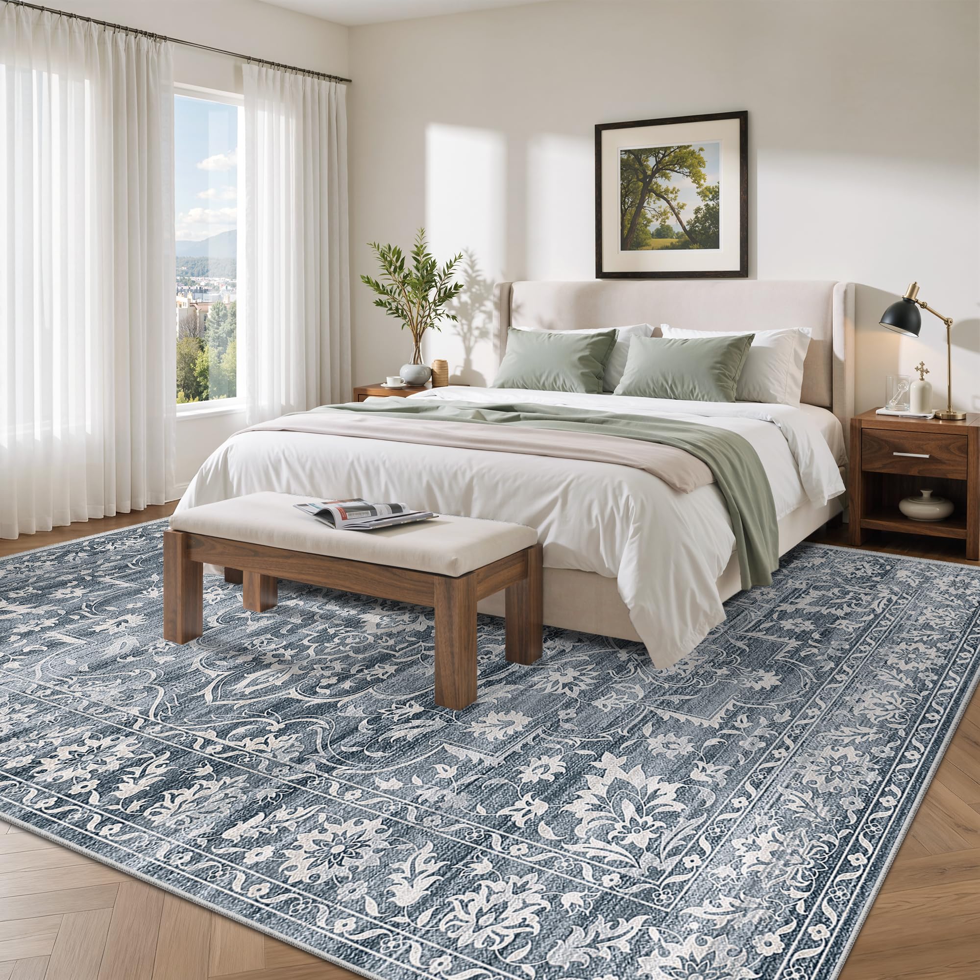 Washable Neutral Soft Rug