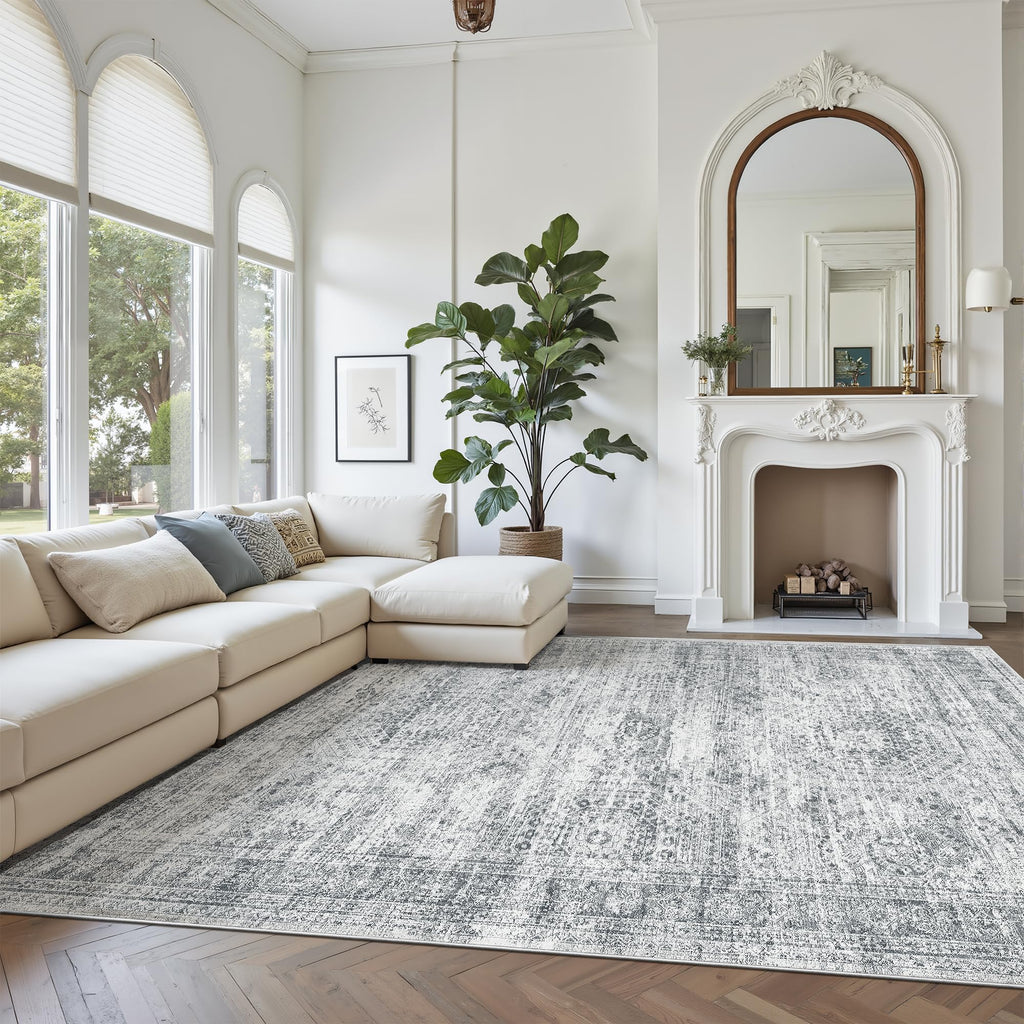 Vintage beige living room rug