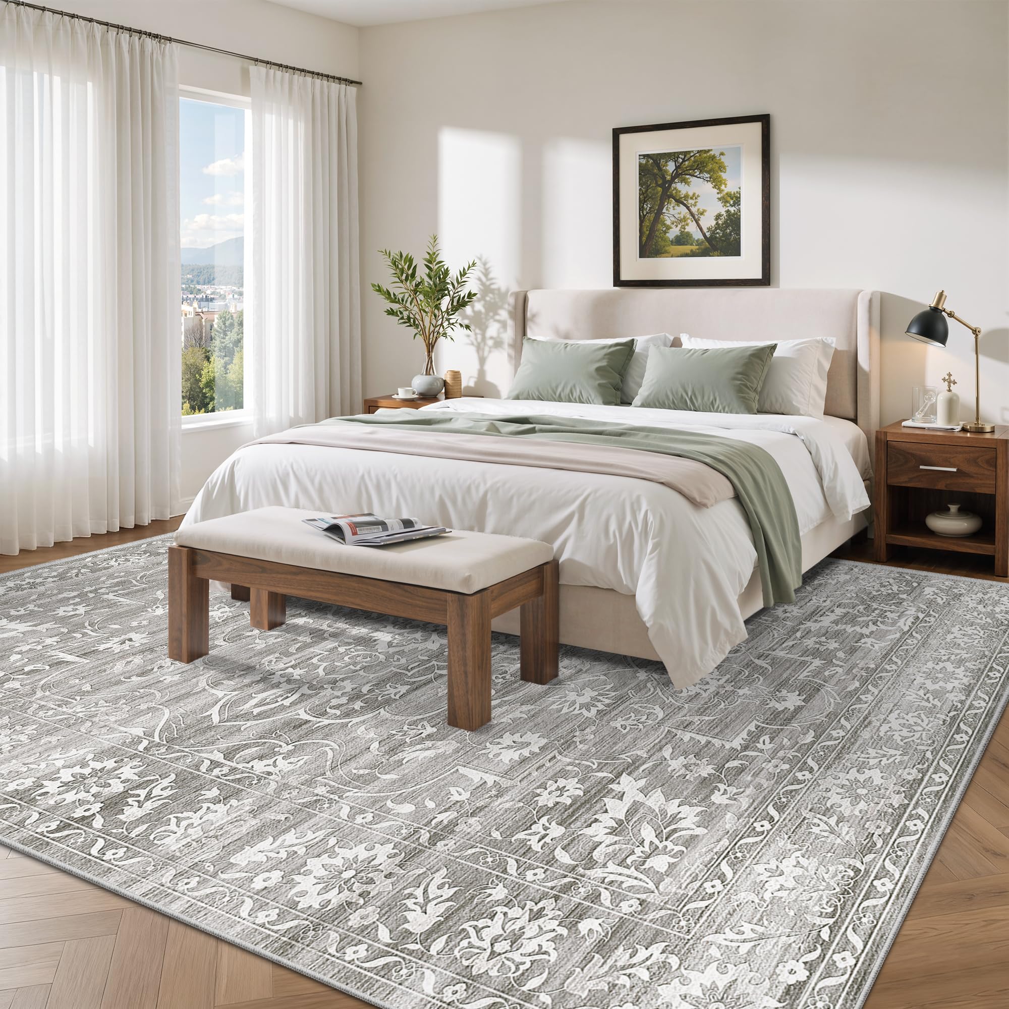 Washable Neutral Soft Rug