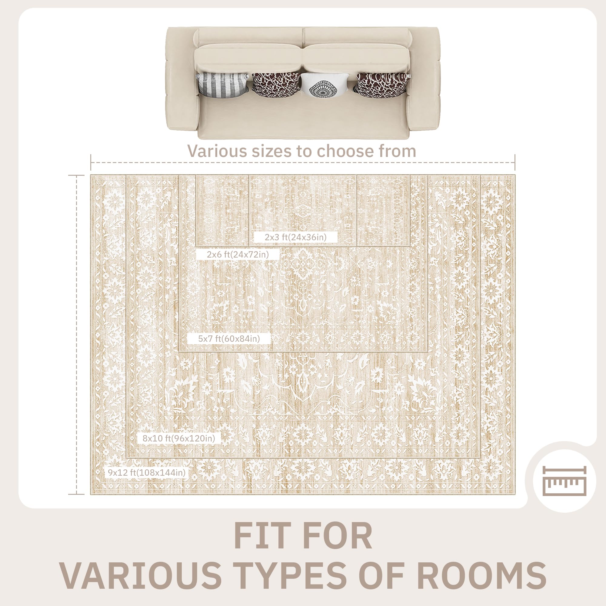 Washable Neutral Soft Rug
