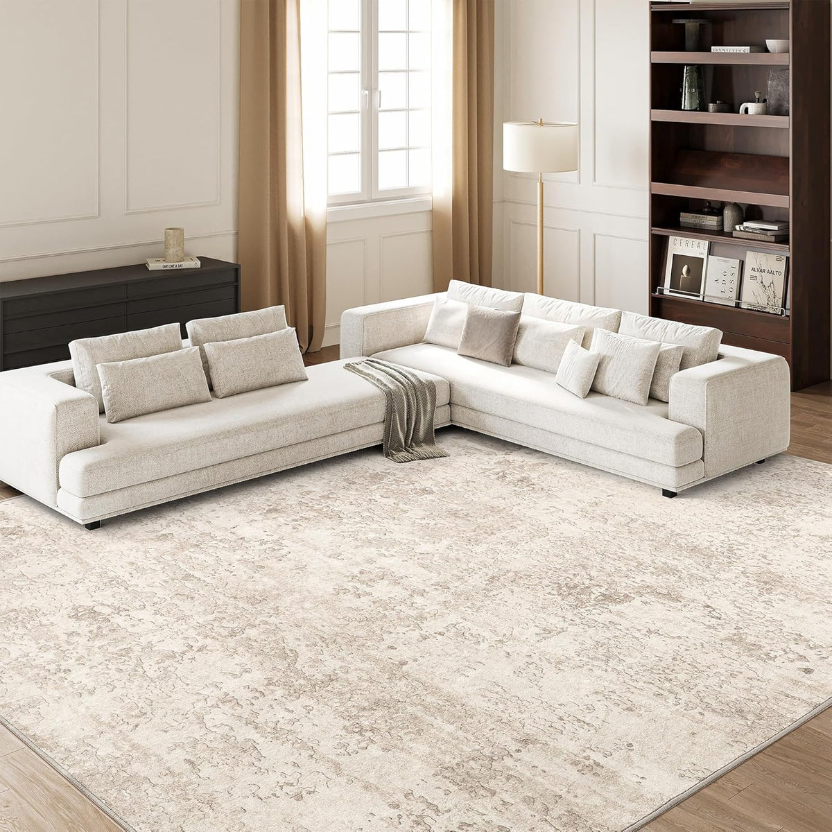 Art&Tuft Washable Abstract Block Styled Indoor Area Rug - Anti-Slip Backing, Stain-Resistant, Soft-Step Modern Minimalist Rug for Living Room, Bedroom Decor, Room Accessories