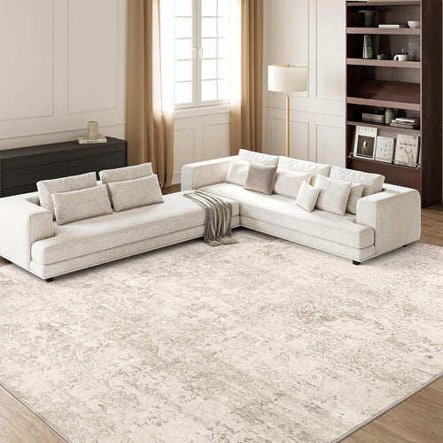Art&Tuft Washable Abstract Block Styled Indoor Area Rug - Anti-Slip Backing, Stain-Resistant, Soft-Step Modern Minimalist Rug for Living Room, Bedroom Decor, Room Accessories