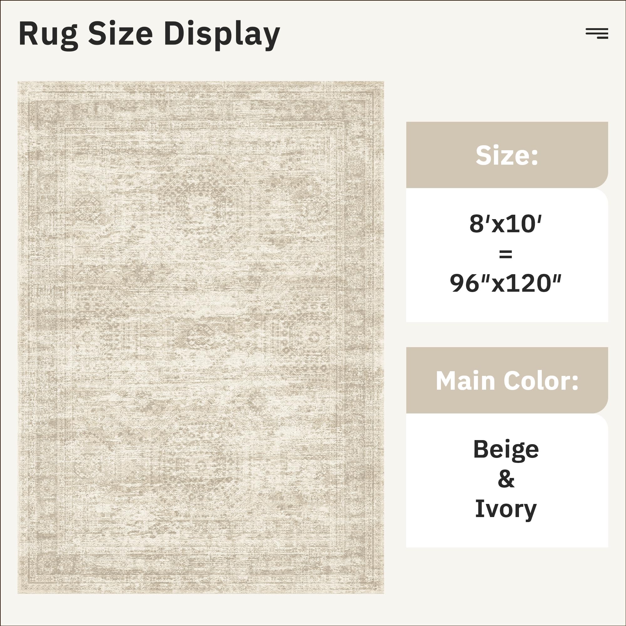 Vintage beige living room rug