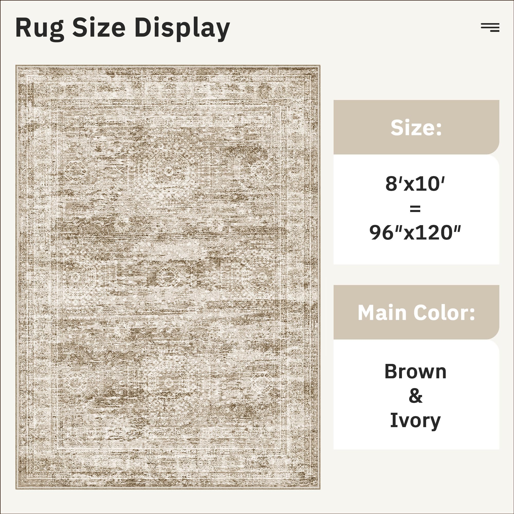 Vintage beige living room rug