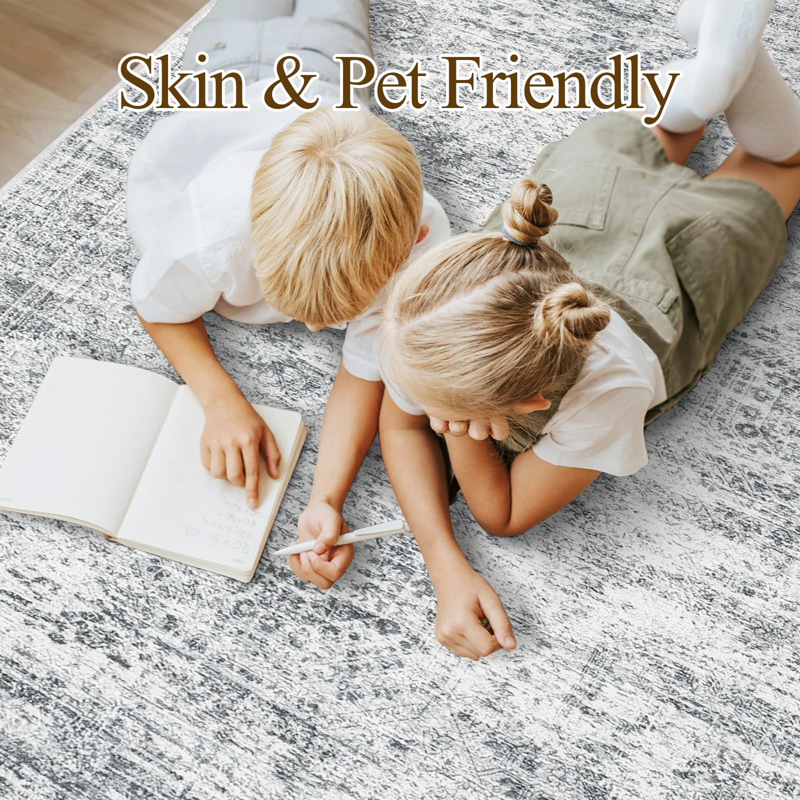 Vintage beige living room rug