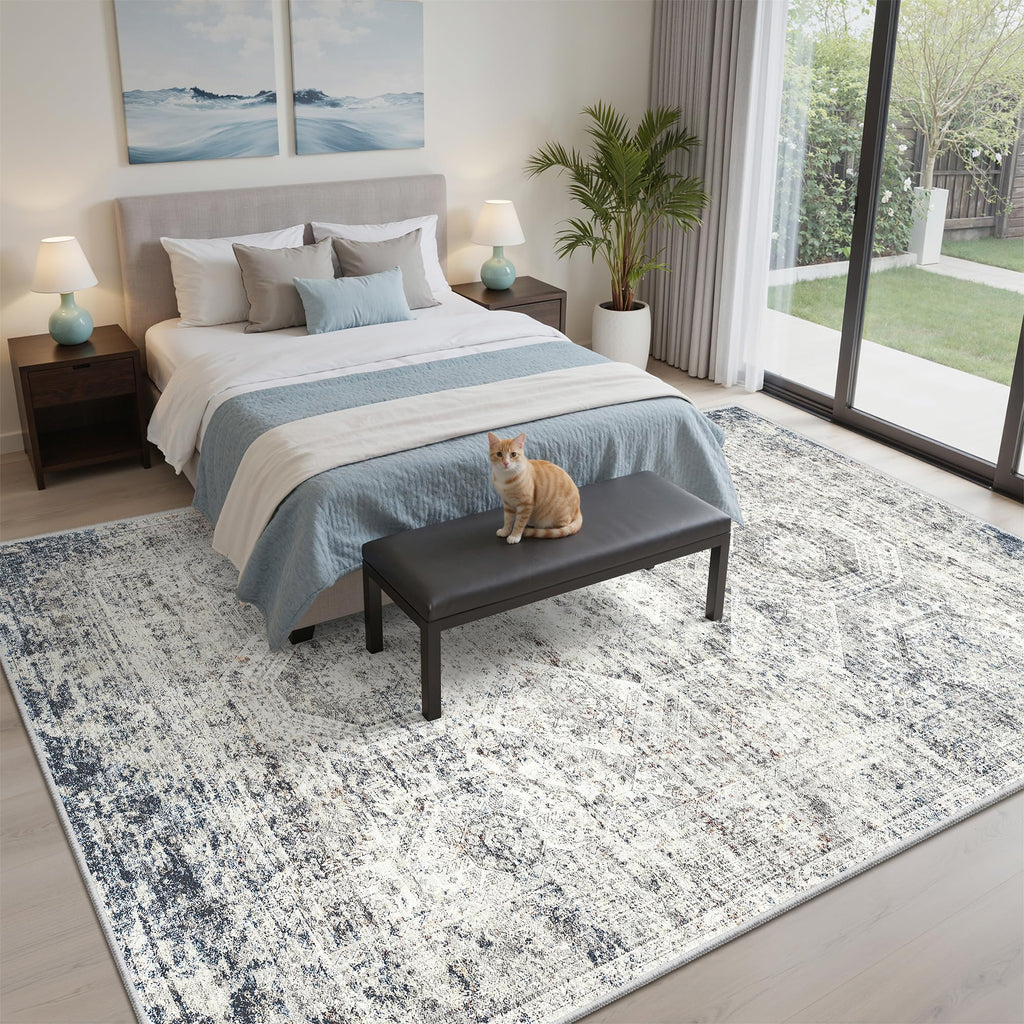 Vintage beige living room rug