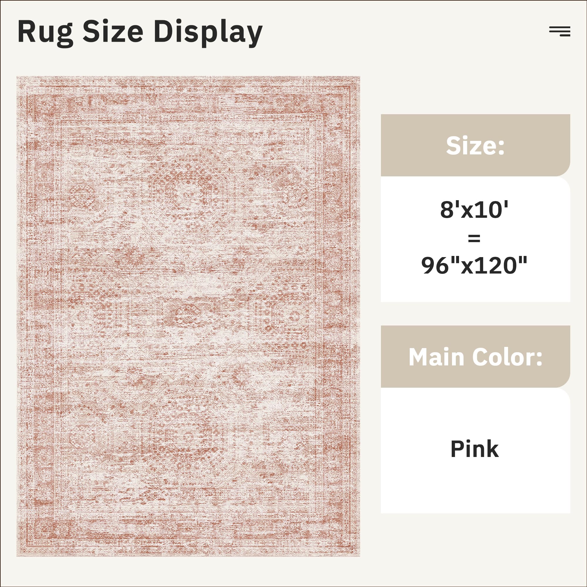 Vintage beige living room rug