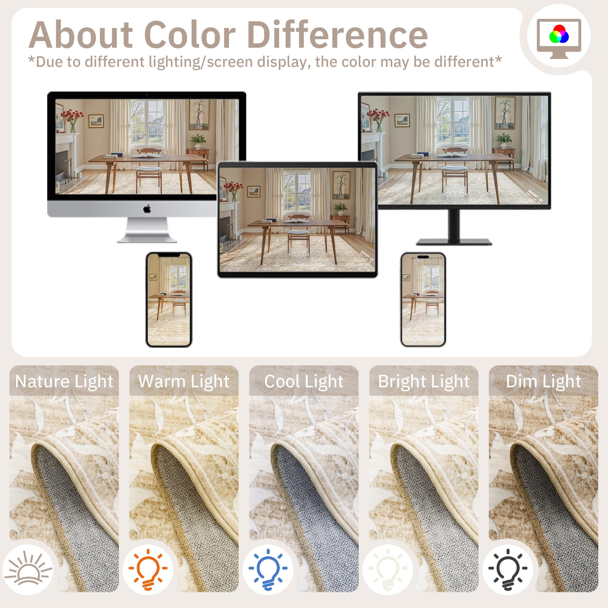Washable Neutral Soft Rug