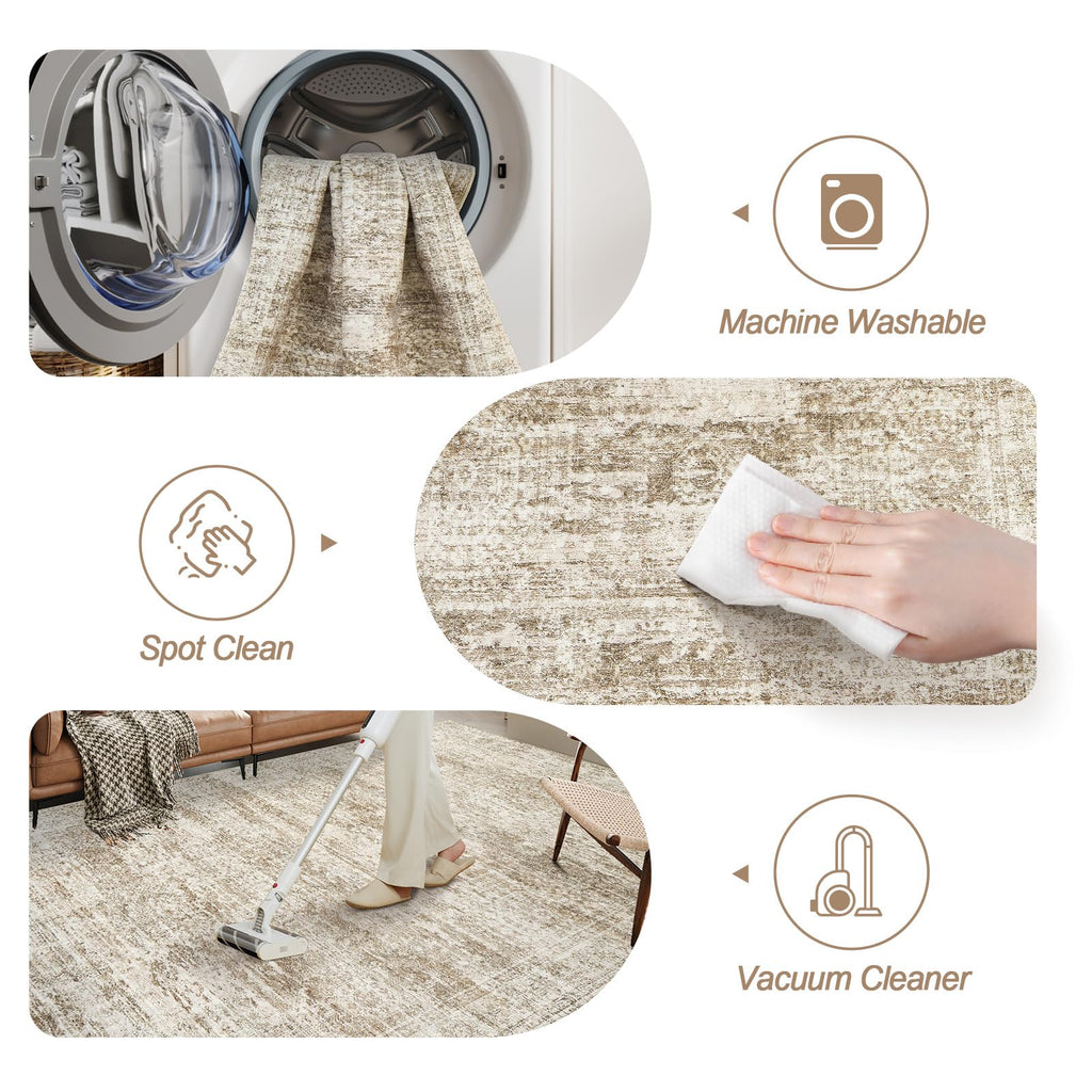 Vintage beige living room rug
