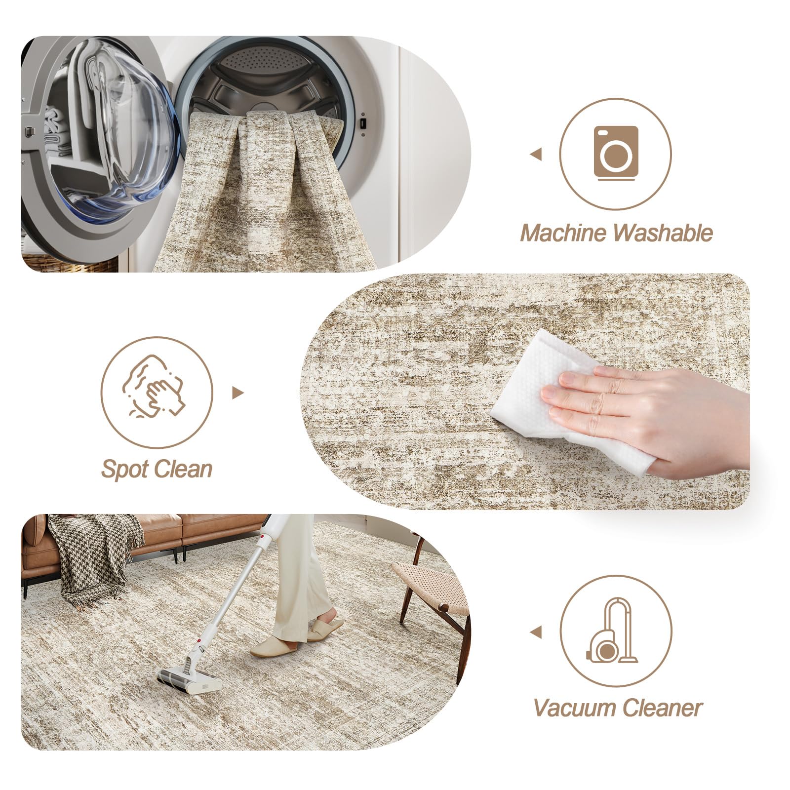 Vintage beige living room rug