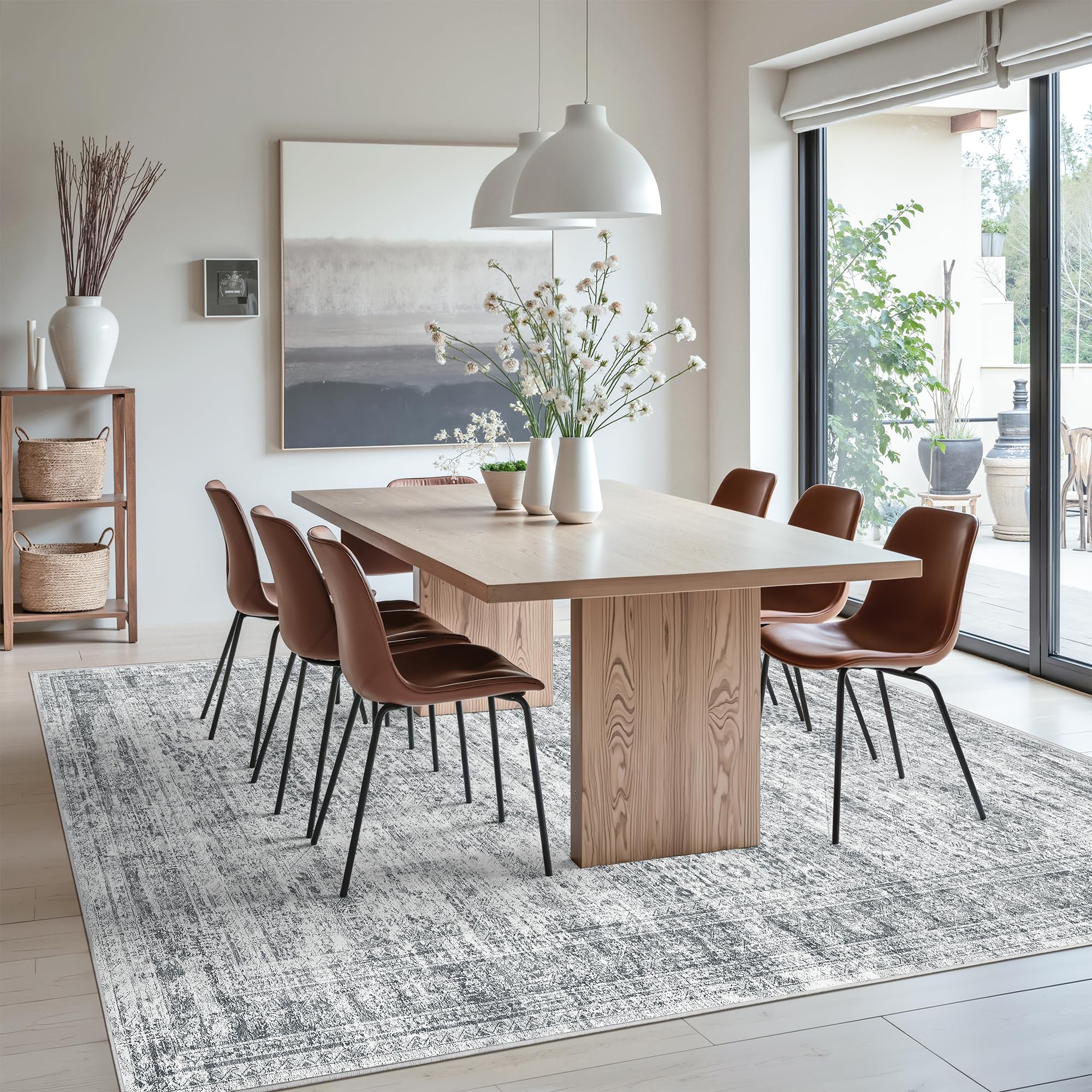 Vintage beige living room rug