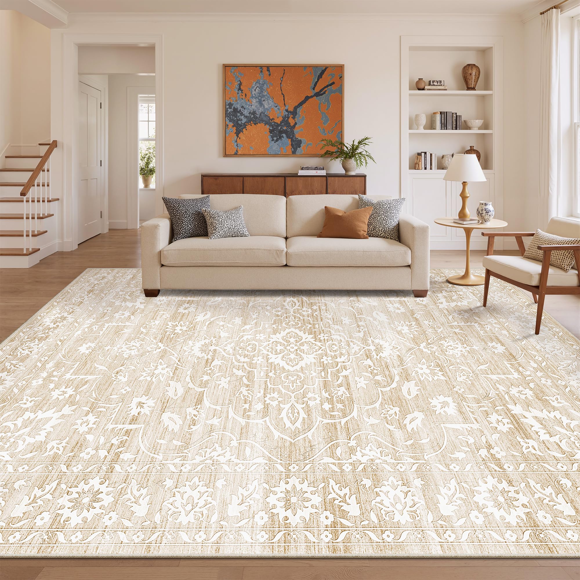 Washable Neutral Soft Rug