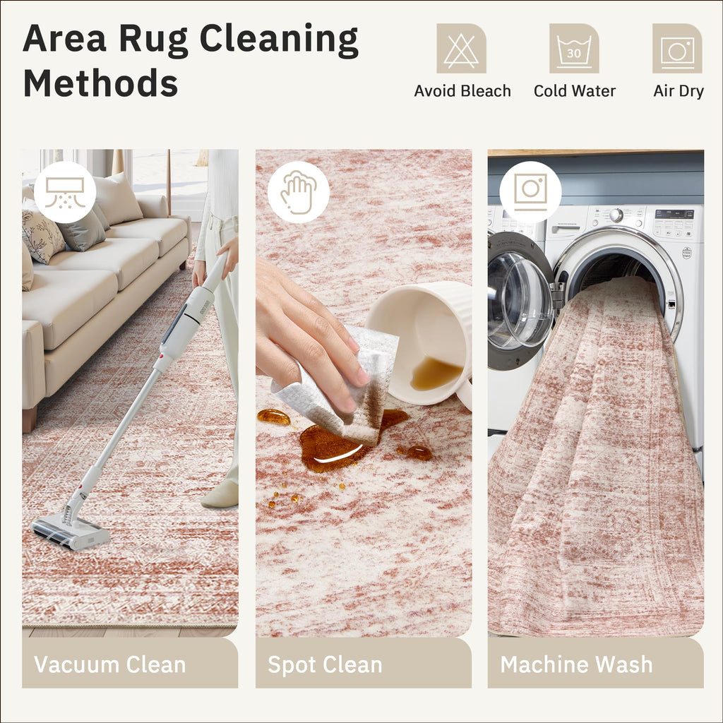 Vintage beige living room rug
