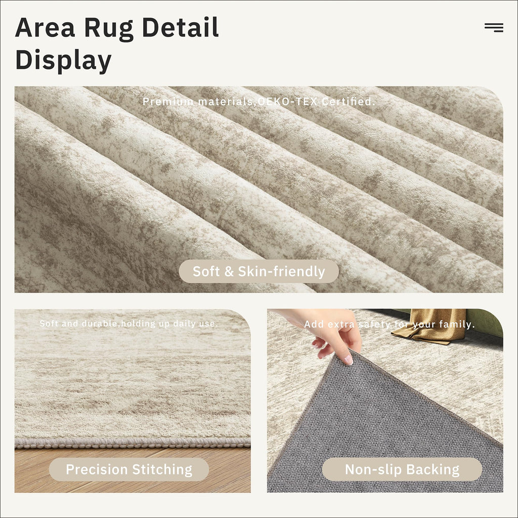 Vintage beige living room rug