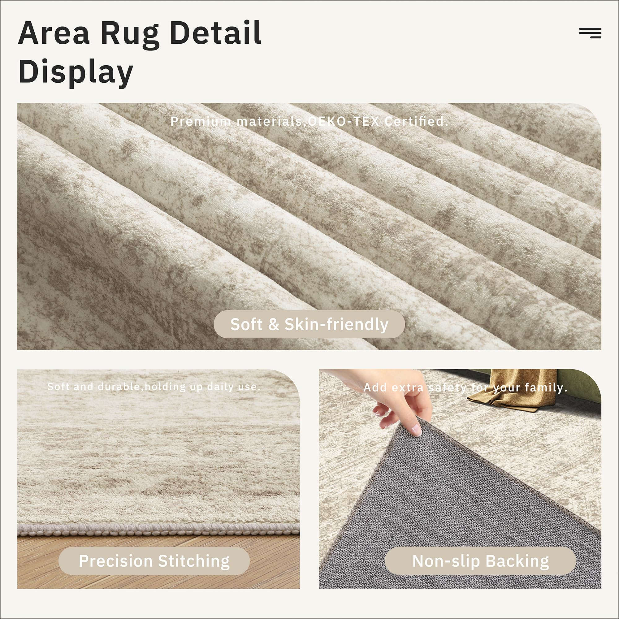 Vintage beige living room rug