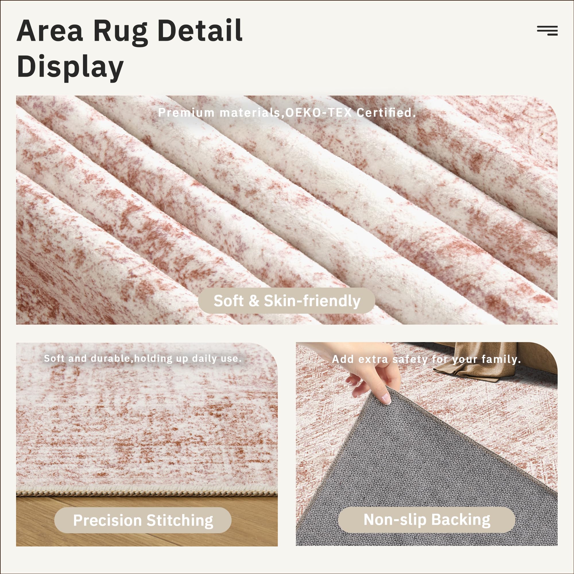 Vintage beige living room rug