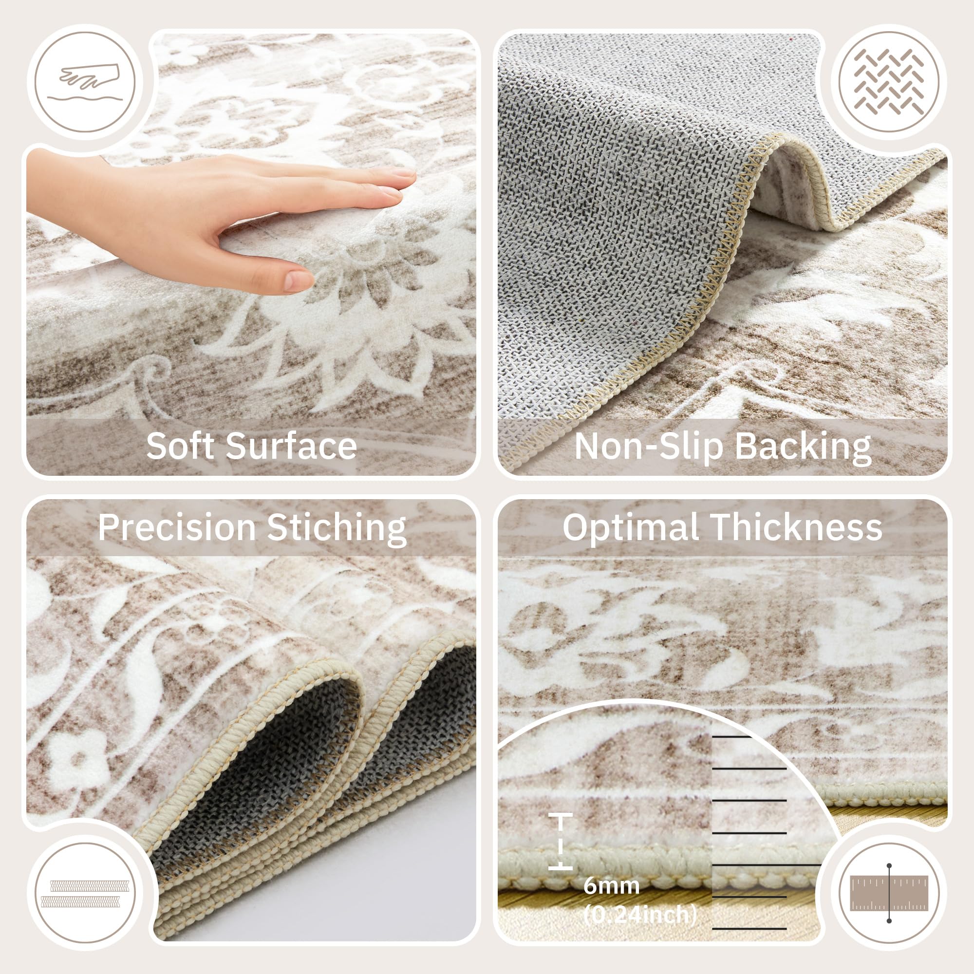 Washable Neutral Soft Rug