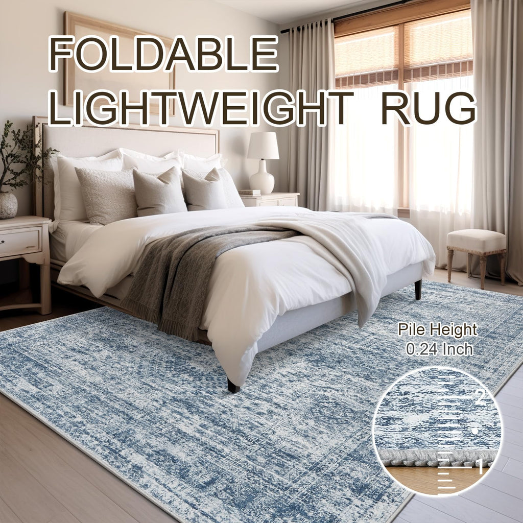 Vintage beige living room rug