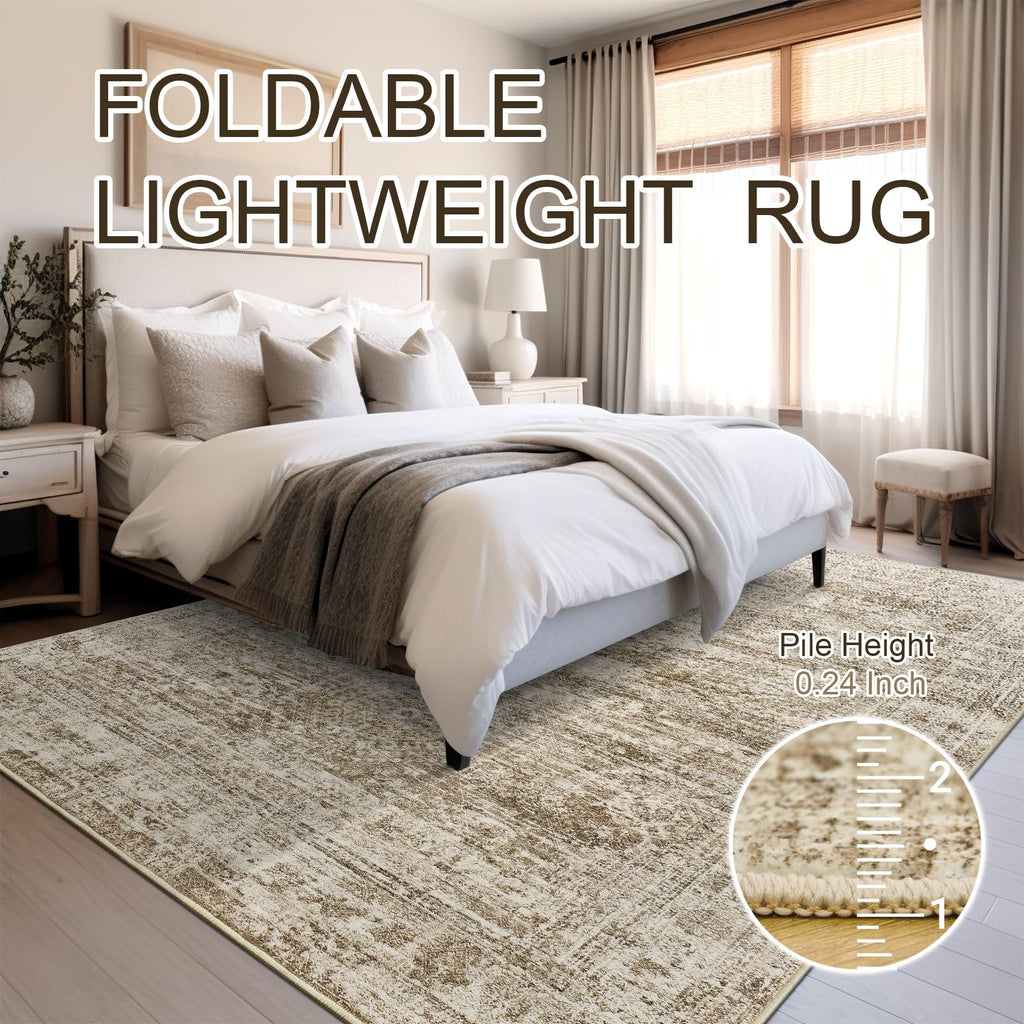 Vintage beige living room rug