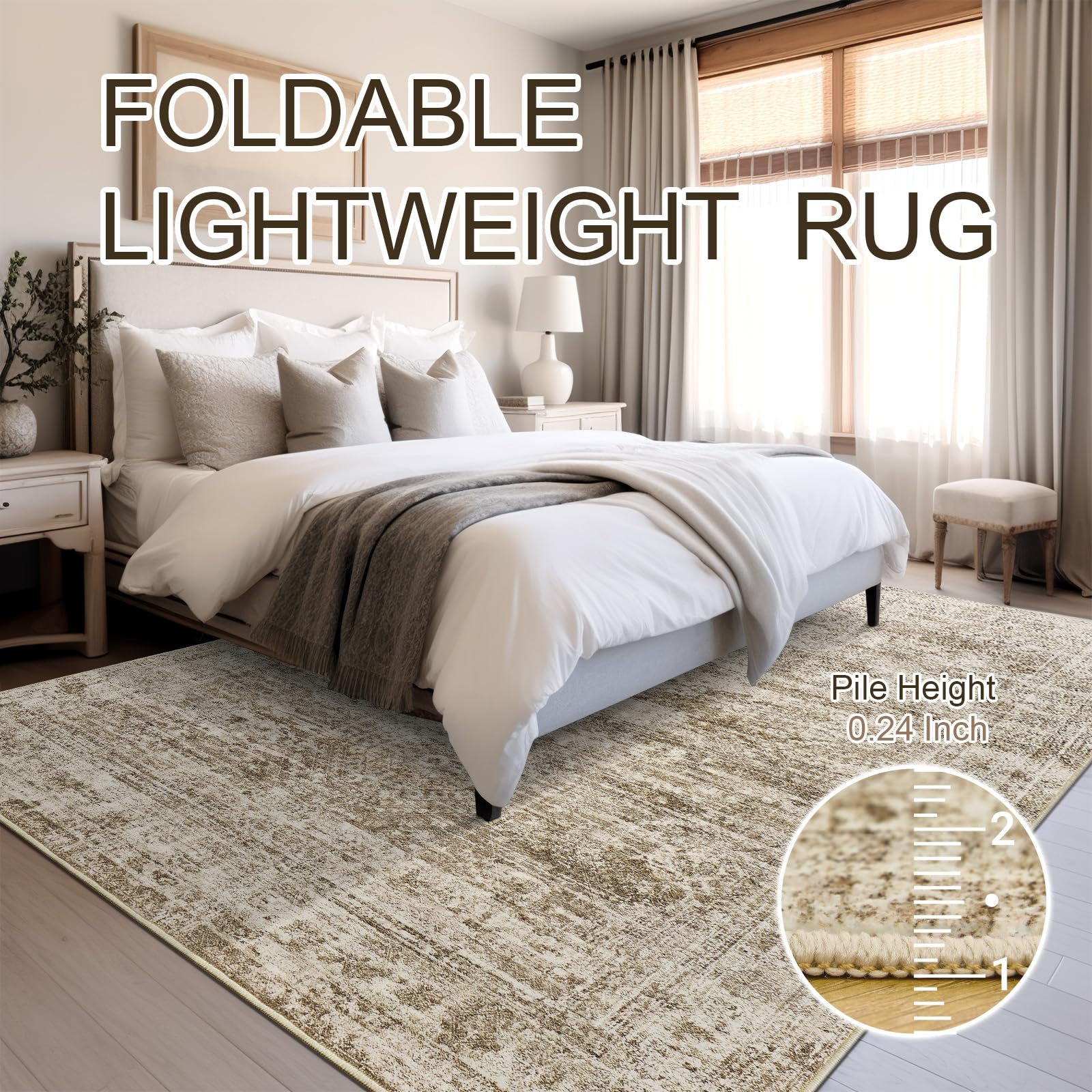 Vintage beige living room rug
