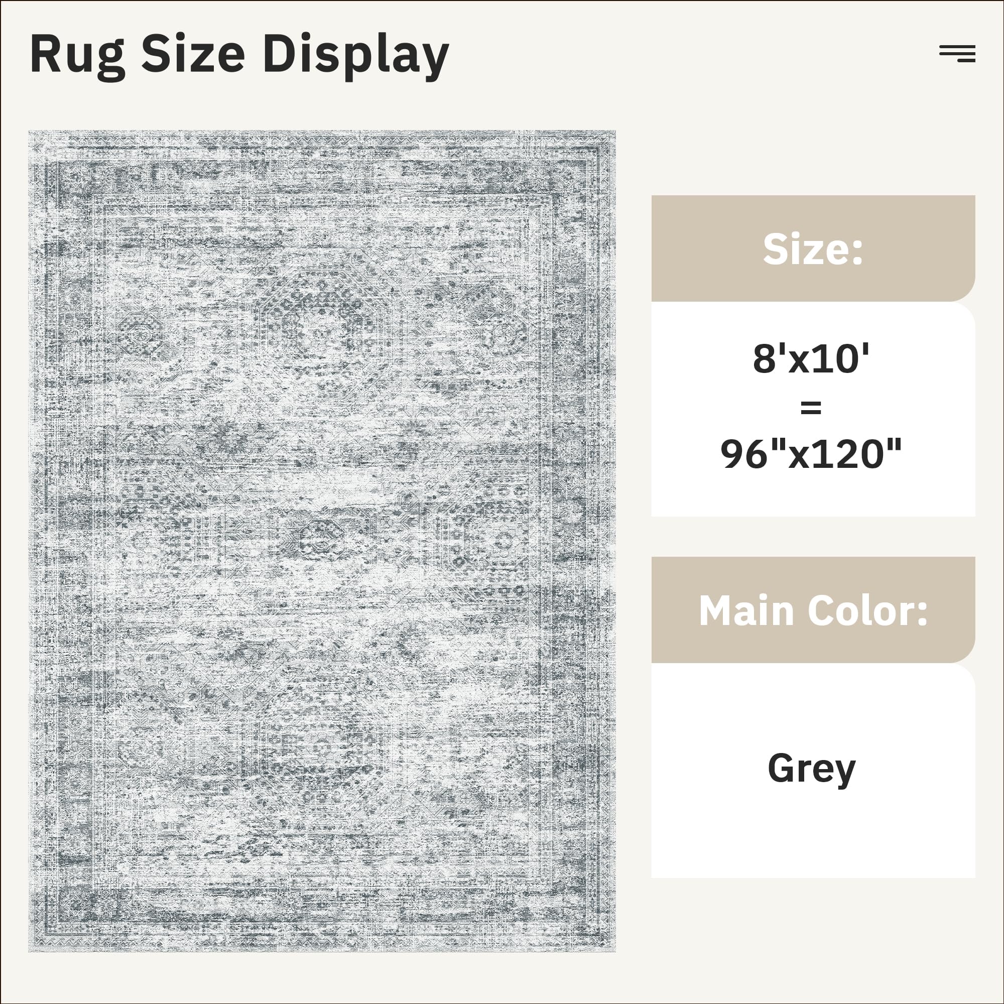 Vintage beige living room rug