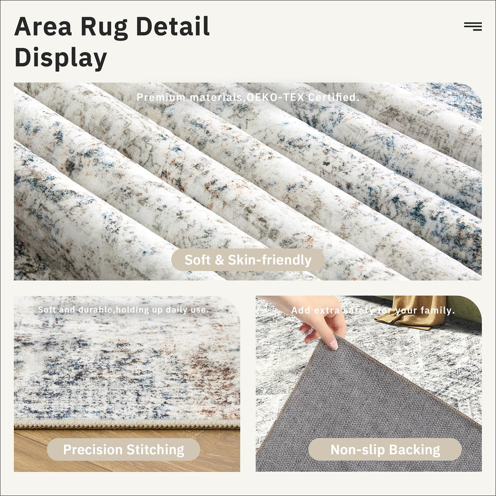 Vintage beige living room rug