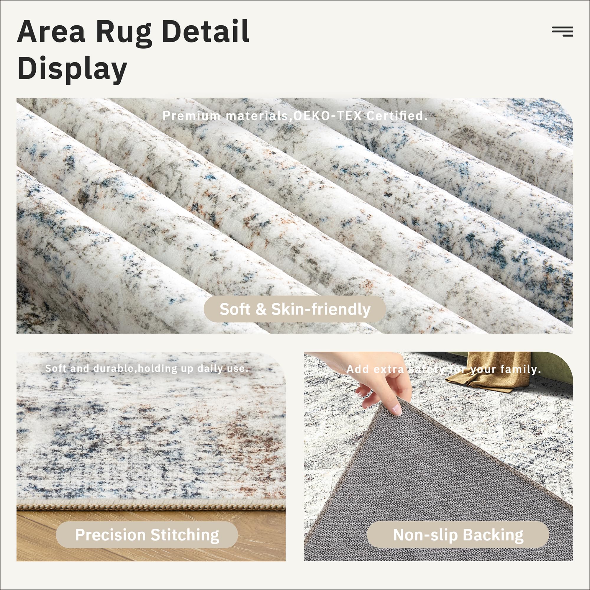 Vintage beige living room rug
