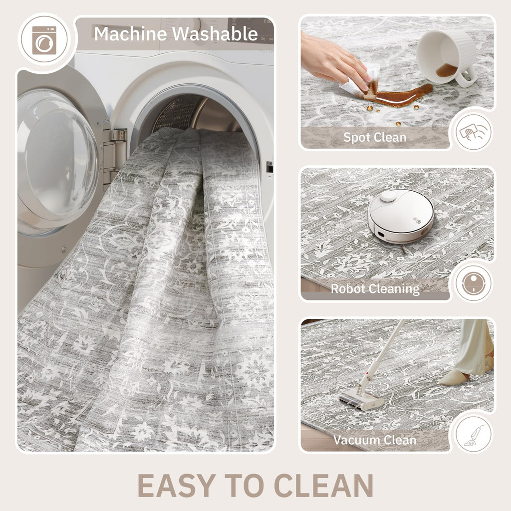 Washable Neutral Soft Rug