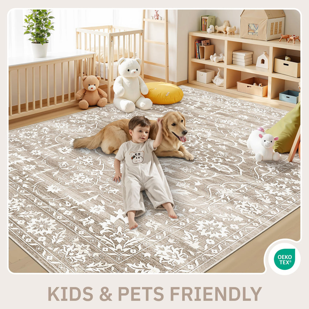 Washable Neutral Soft Rug