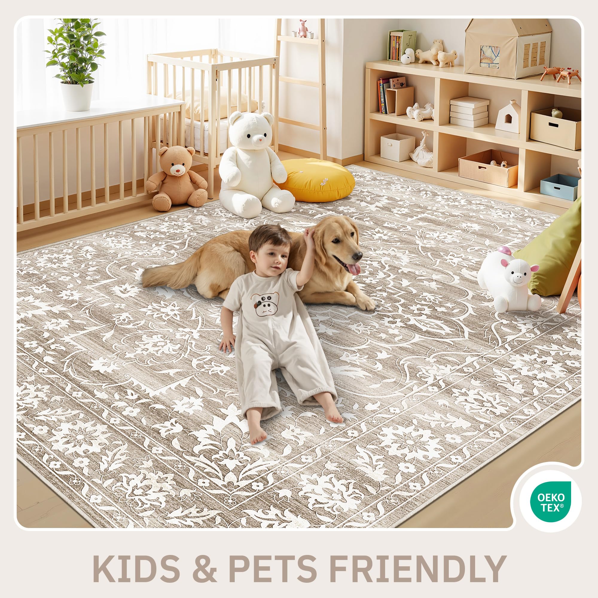 Washable Neutral Soft Rug