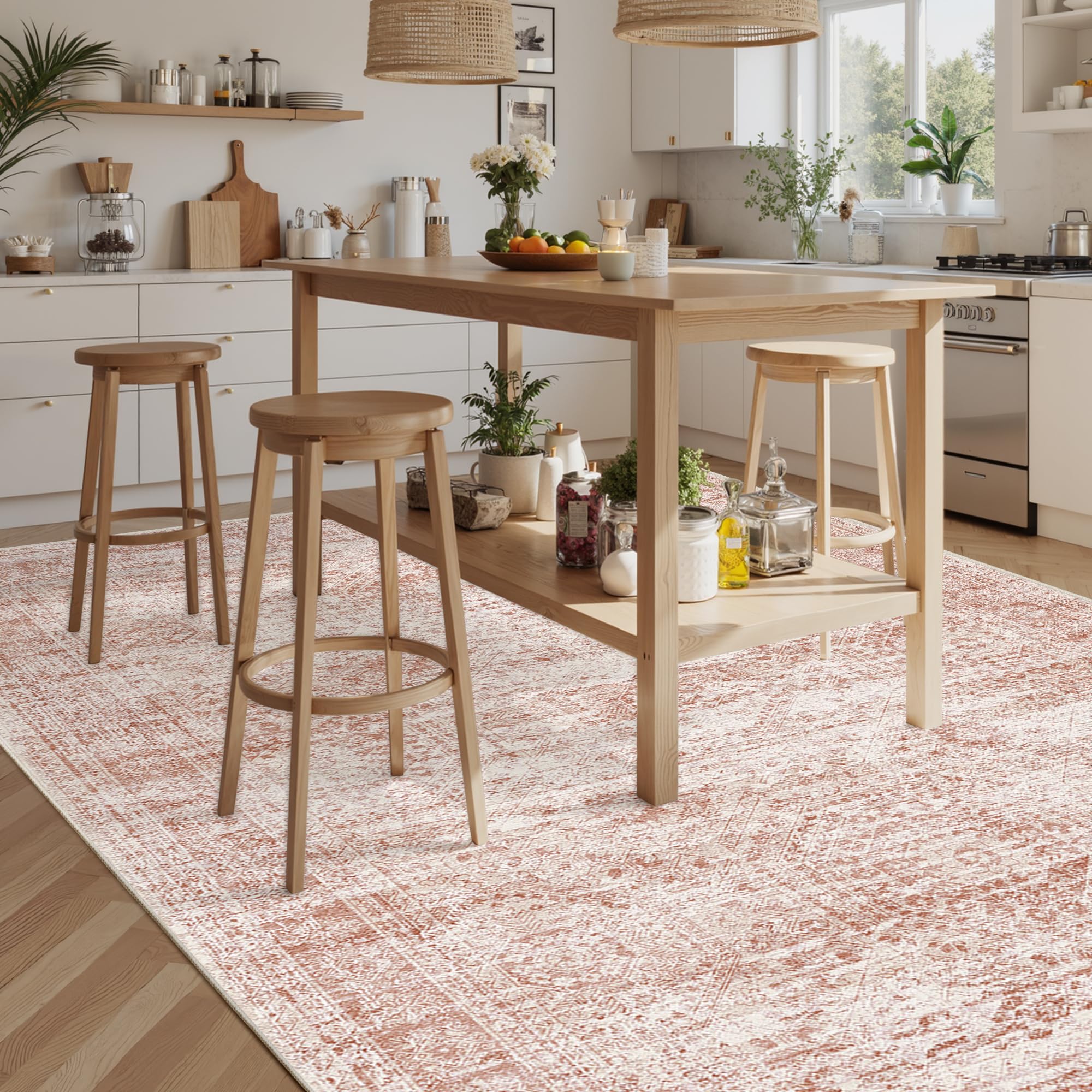 Vintage beige living room rug