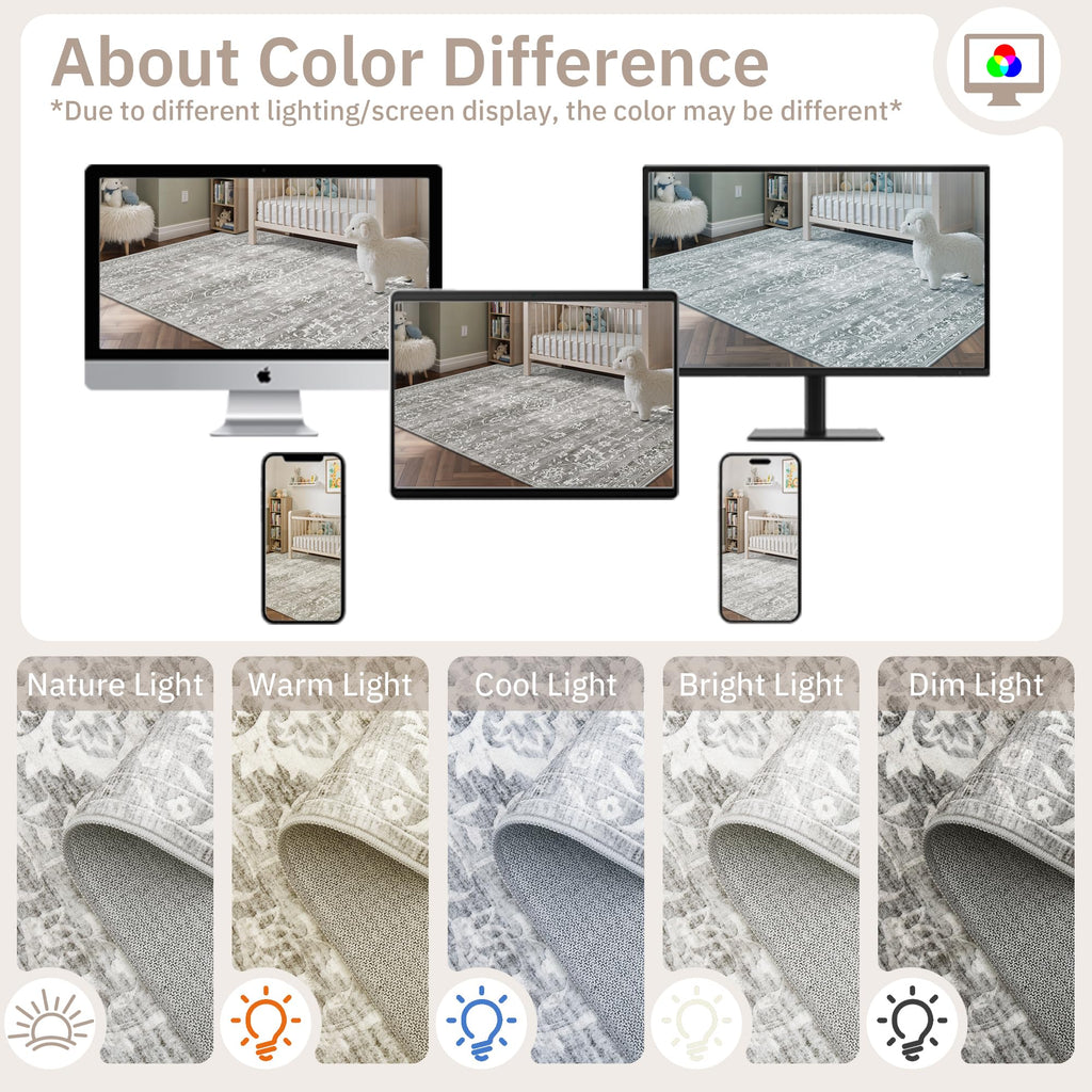 Washable Neutral Soft Rug
