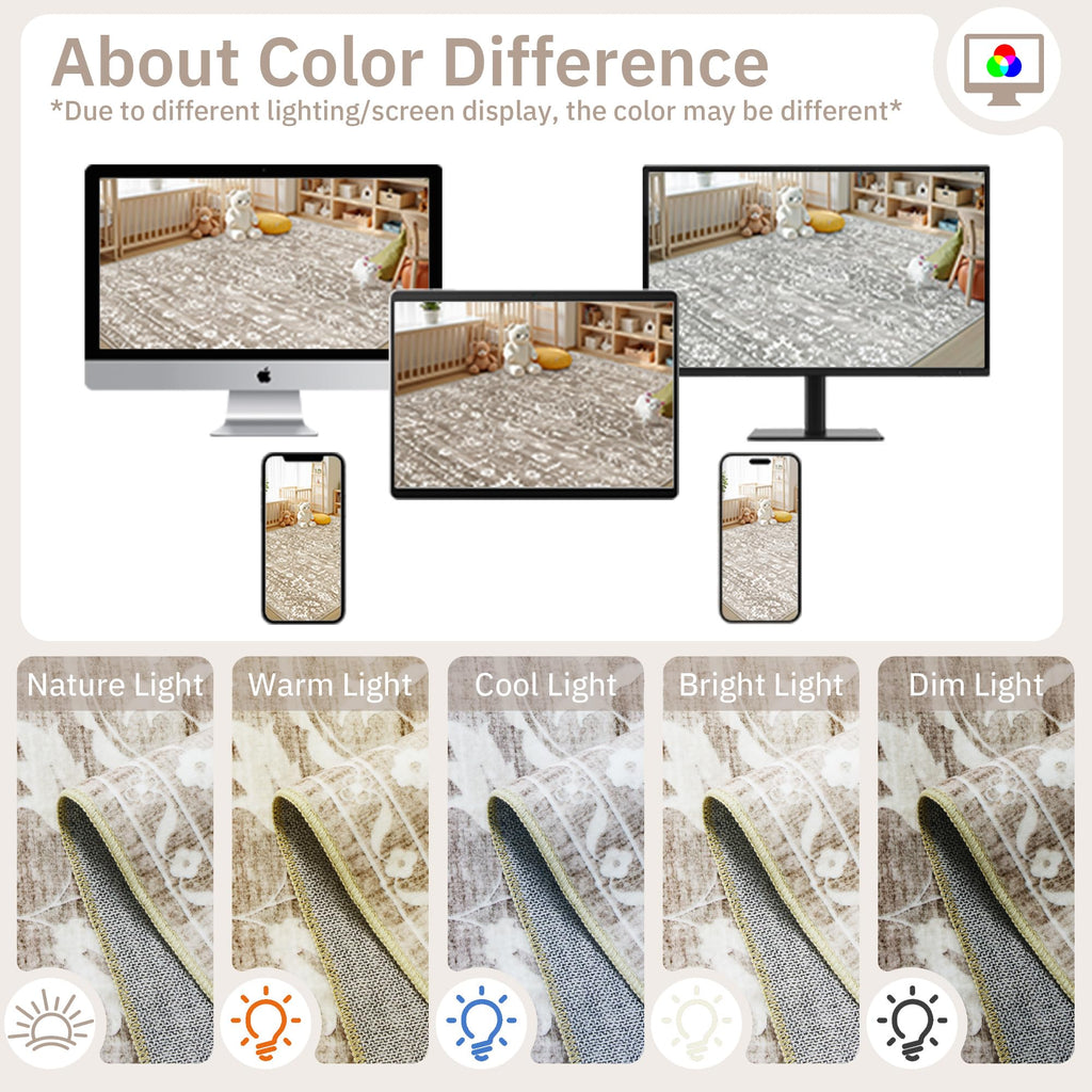 Washable Neutral Soft Rug