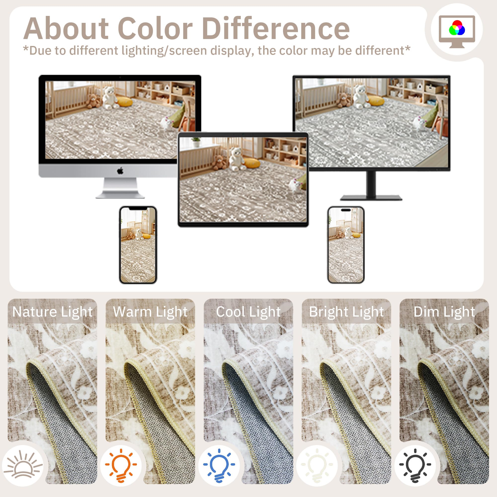 Washable Neutral Soft Rug