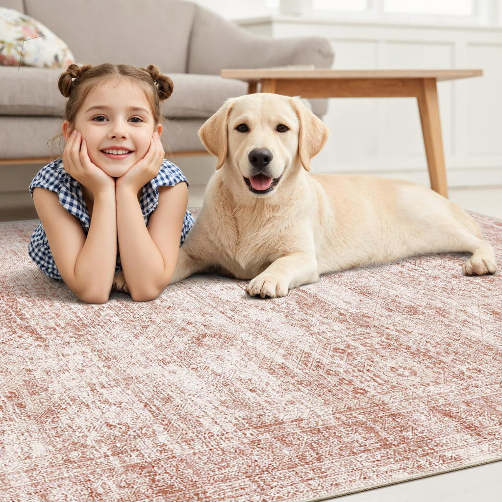 Vintage beige living room rug