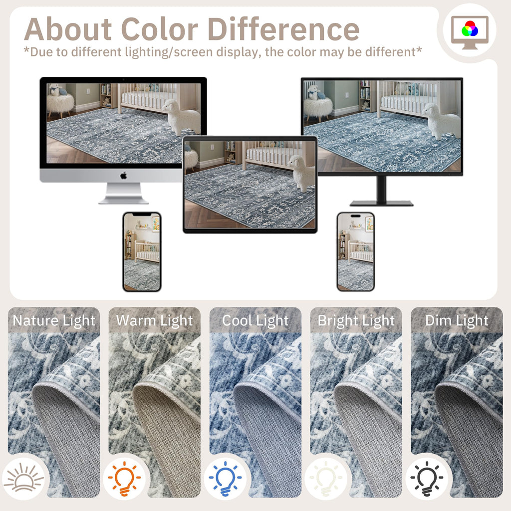 Washable Neutral Soft Rug
