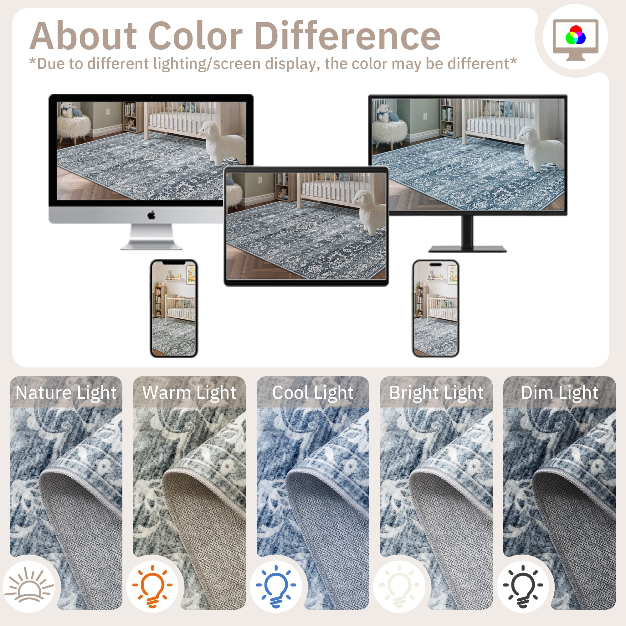 Washable Neutral Soft Rug