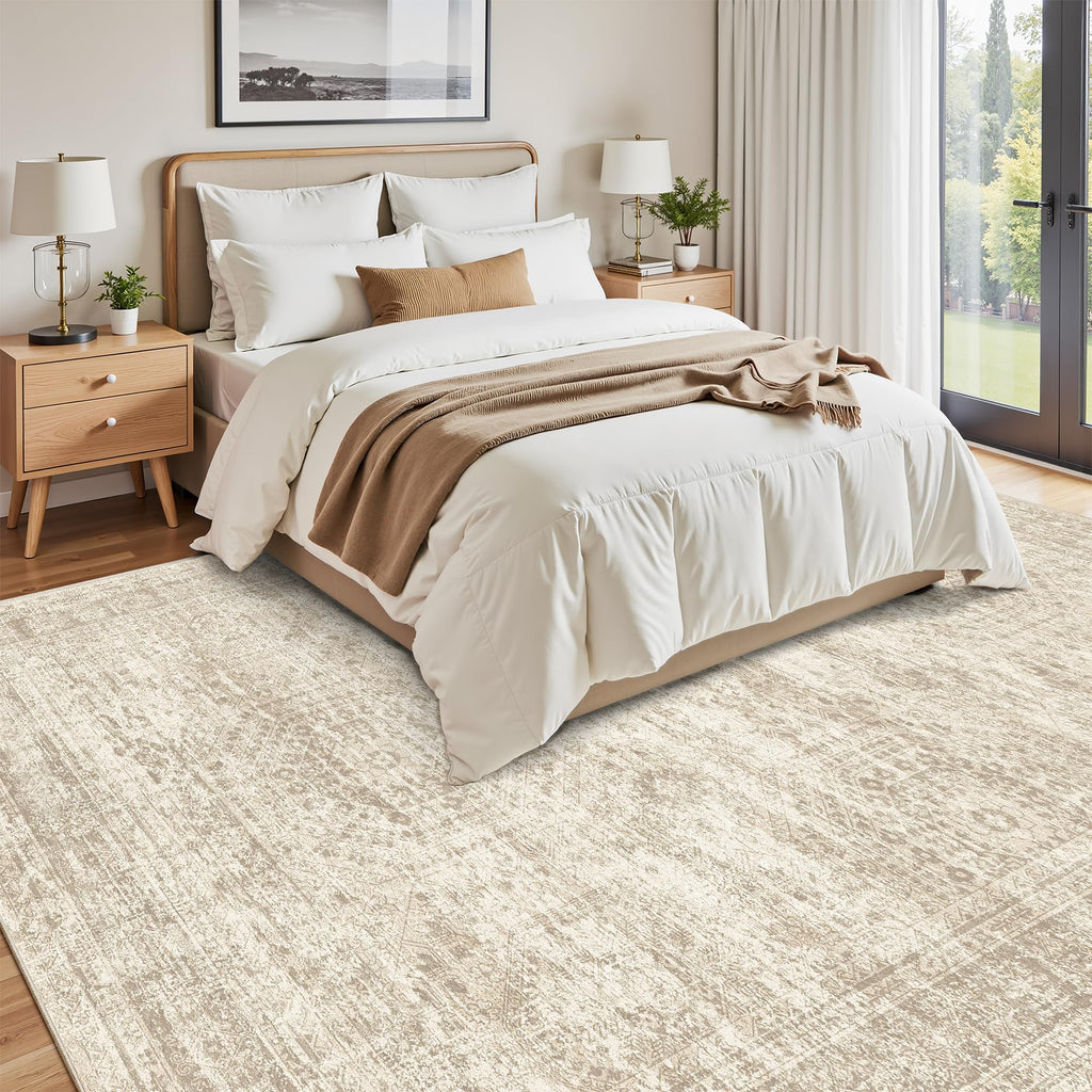 Vintage beige living room rug
