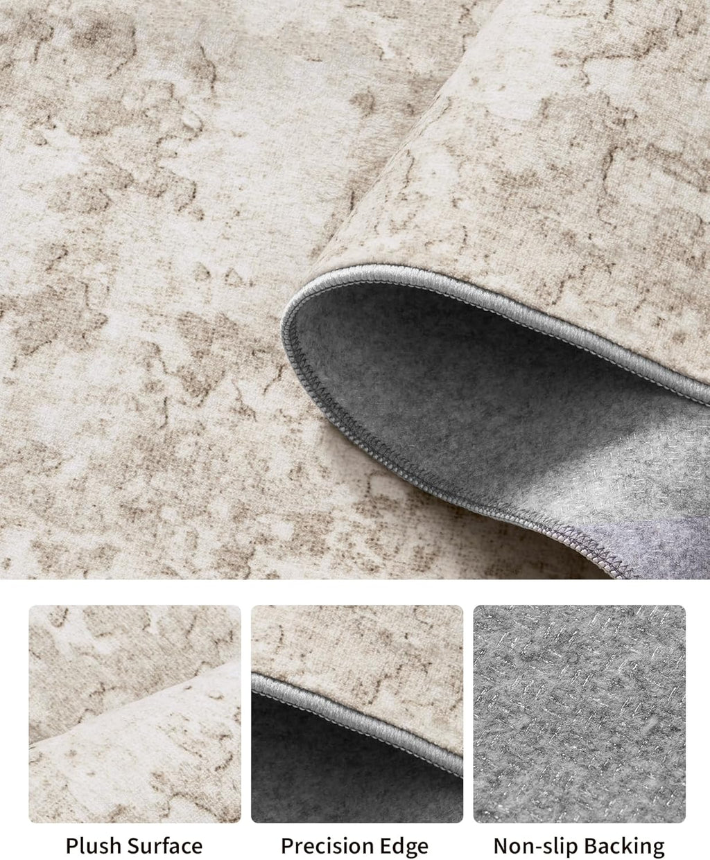 Art&Tuft Washable Abstract Block Styled Indoor Area Rug - Anti-Slip Backing, Stain-Resistant, Soft-Step Modern Minimalist Rug for Living Room, Bedroom Decor, Room Accessories