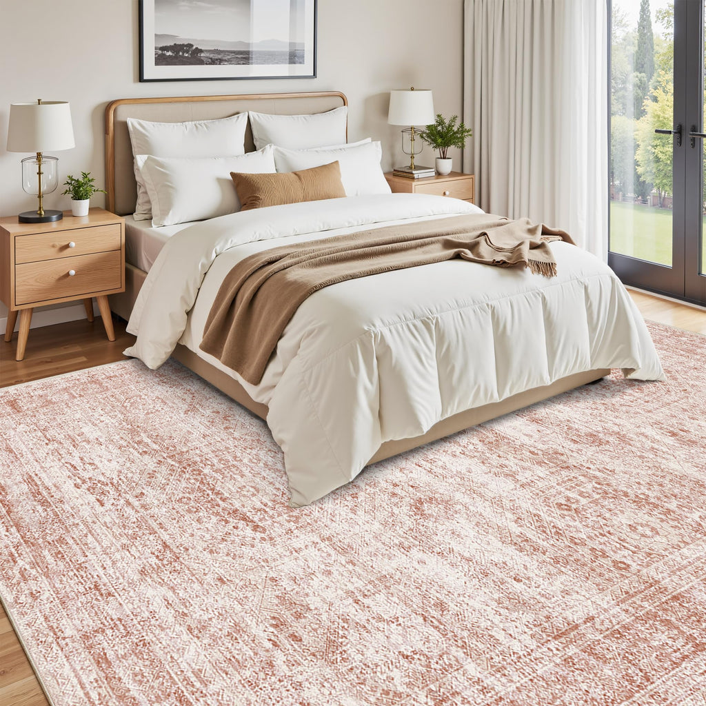 Vintage beige living room rug