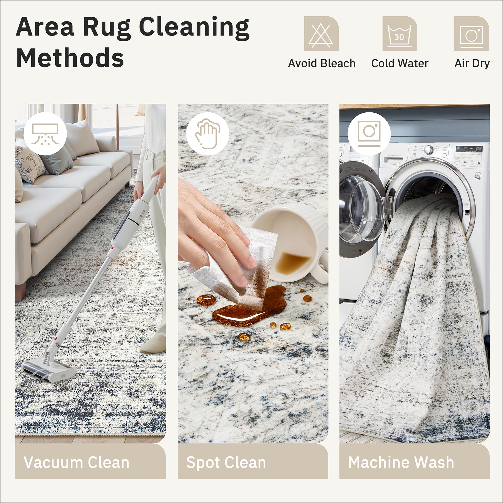 Vintage beige living room rug