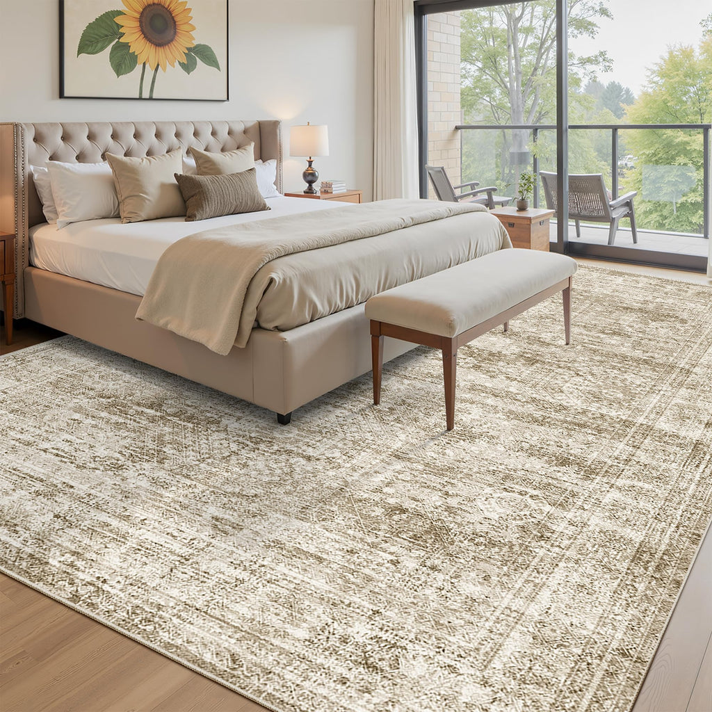 Vintage beige living room rug