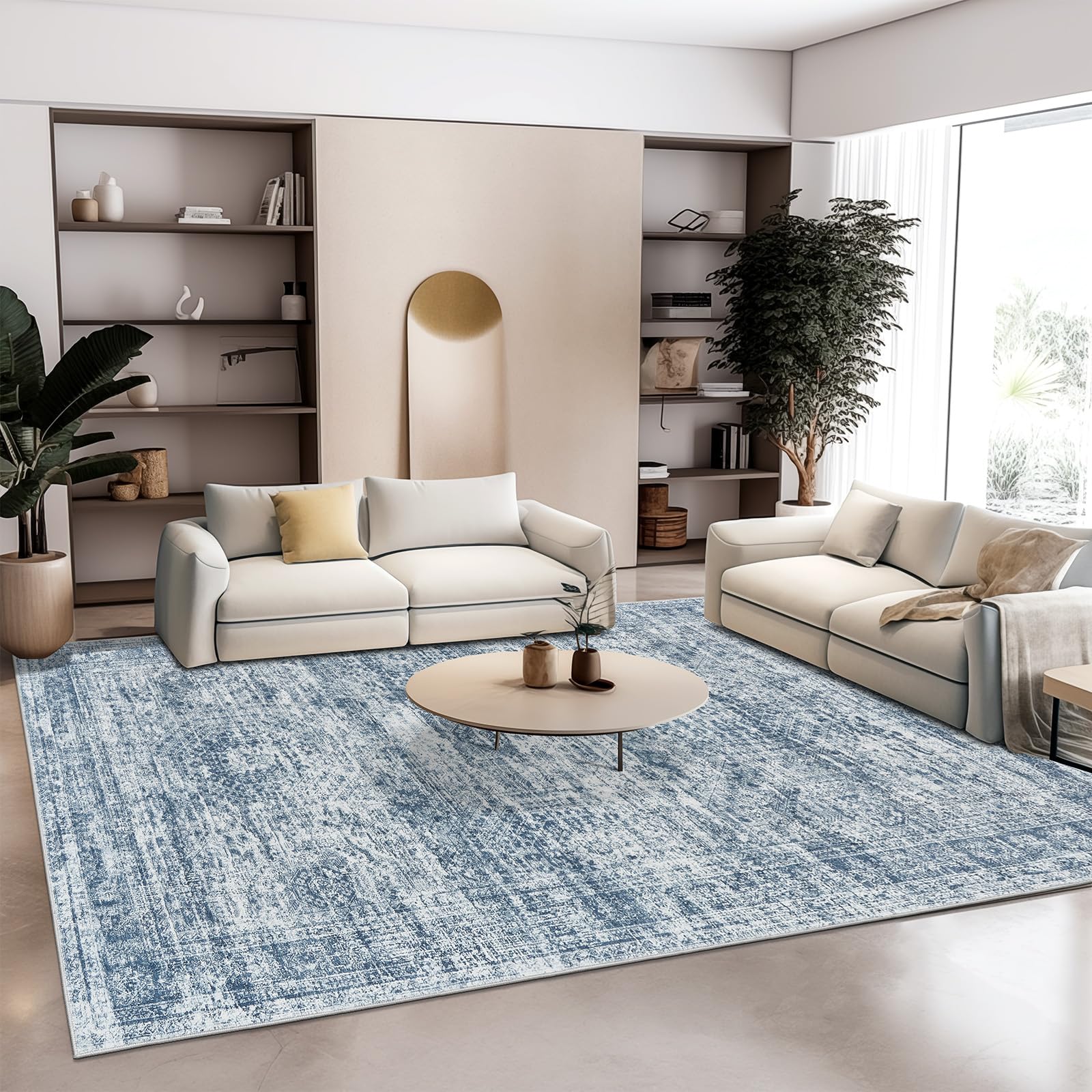 Vintage beige living room rug