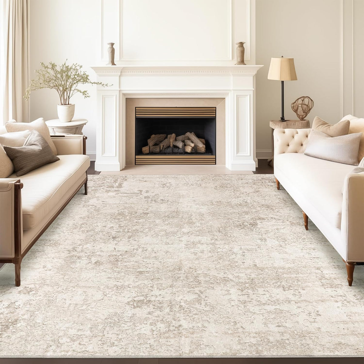 Art&Tuft Washable Abstract Block Styled Indoor Area Rug - Anti-Slip Backing, Stain-Resistant, Soft-Step Modern Minimalist Rug for Living Room, Bedroom Decor, Room Accessories
